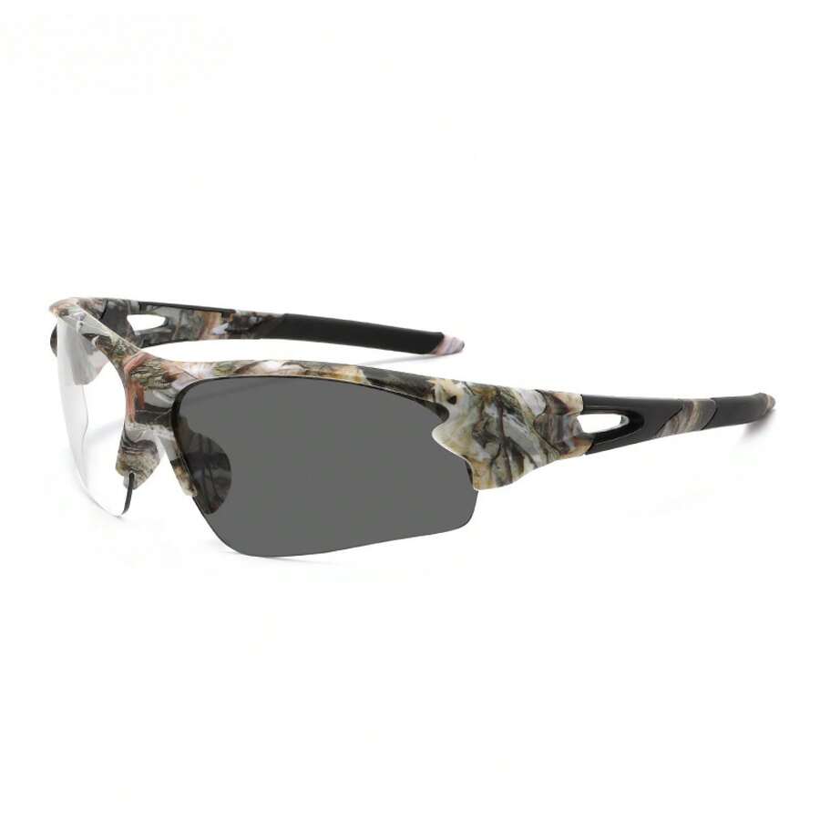 Fishing Sunglasses Polarized - Semi-Rimless Camouflage Sport Sunglasses For Outdoor
