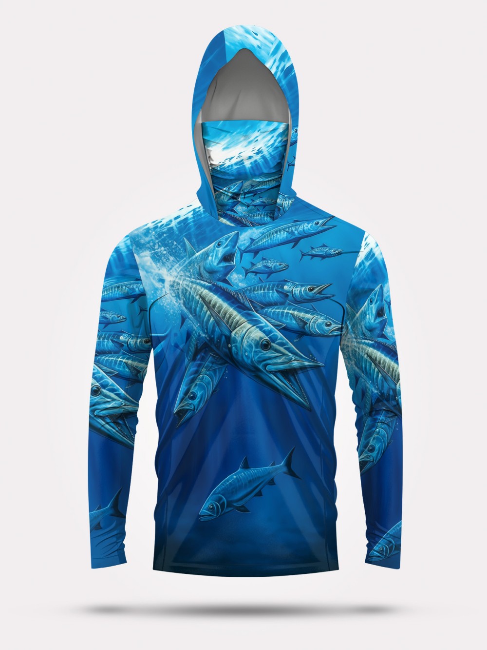 Fishing Hoodie - Men's summer fashion fish school print