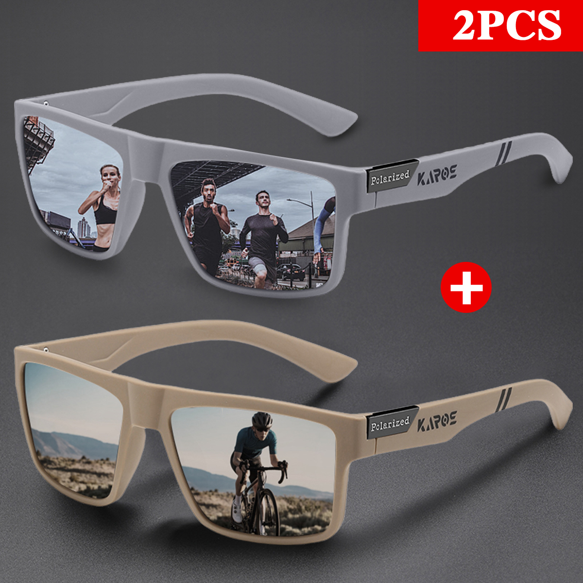 KAROS 2PCS Retro Square Polari - Fishing Sunglasses Polarized 评论和价格