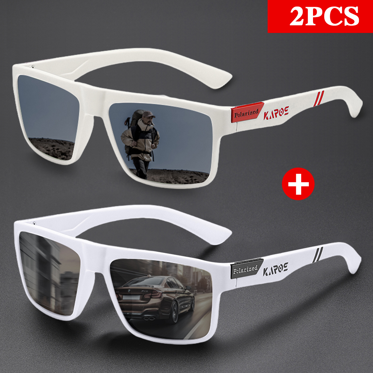 KAROS 2PCS Retro Square Polari - Fishing Sunglasses Polarized 评论和价格