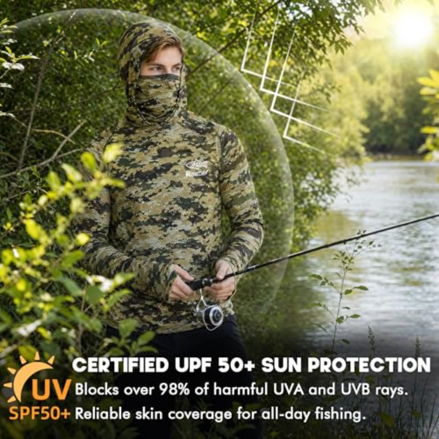 UPF 50+ Fishing Hoodie with Ne - Fishing Hoodie 评论和价格