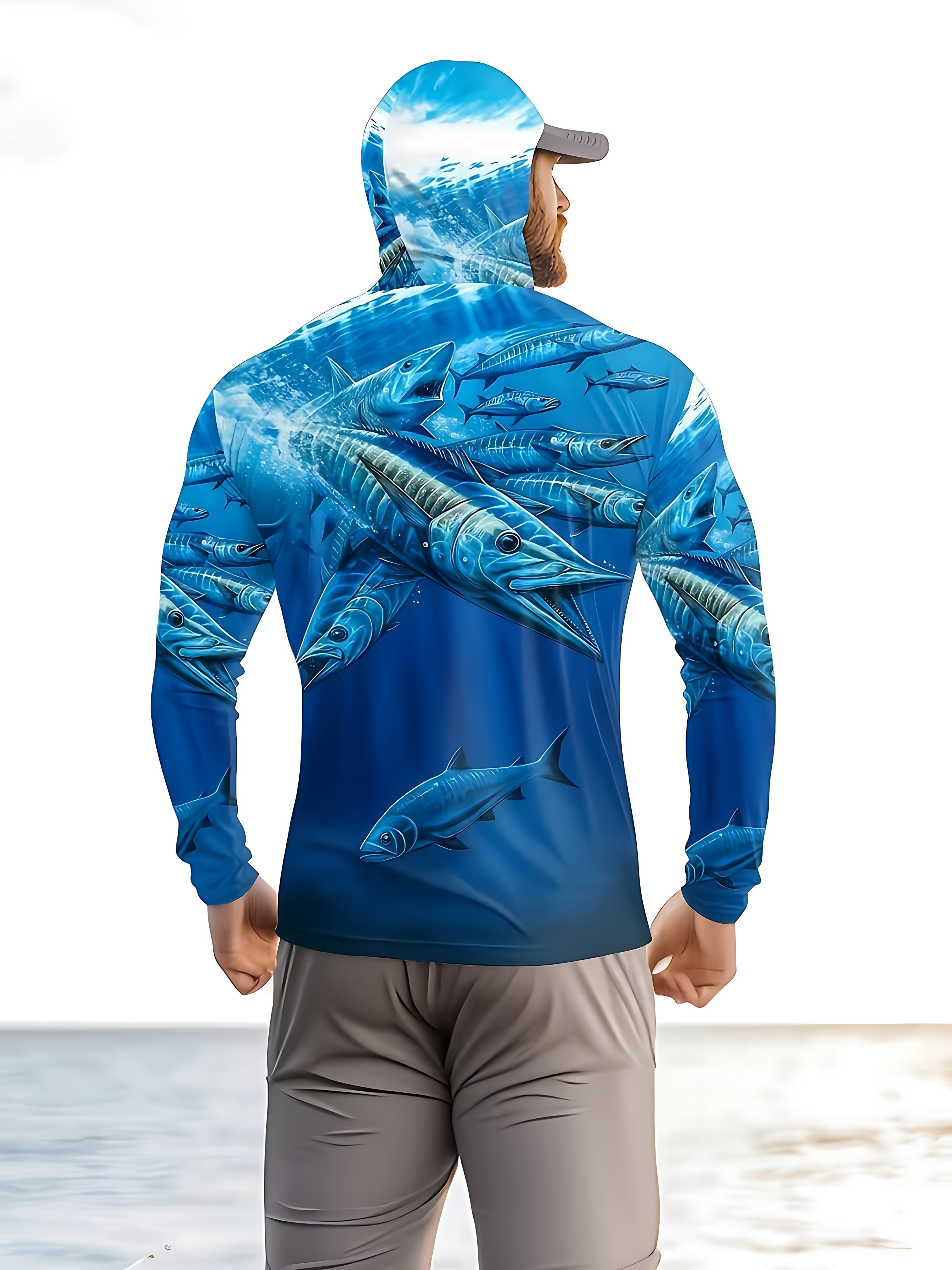 Fishing Shirt Hooded Men Fishi - Fishing Mask Sun Protection 评论和价格