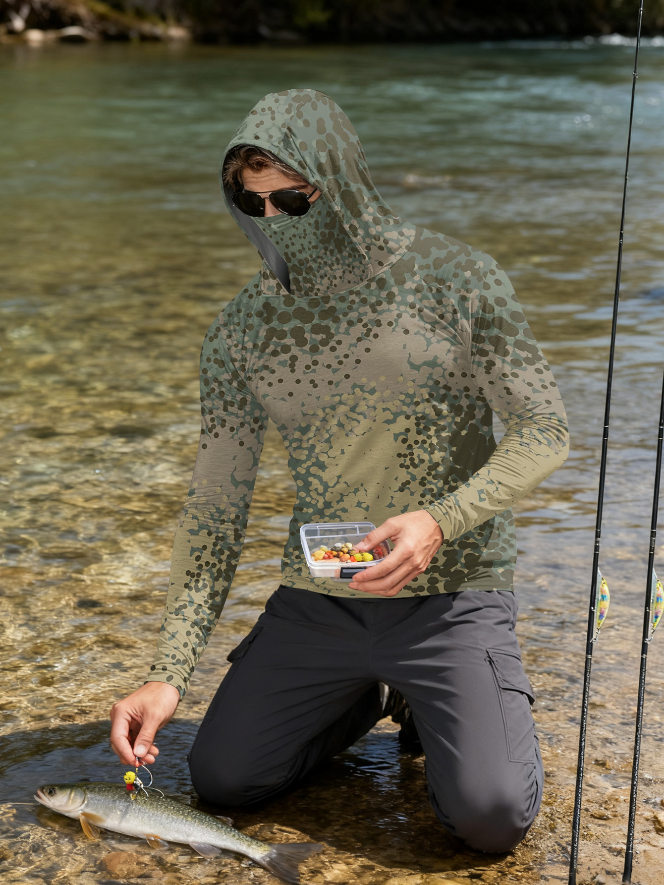 Men's Fishing Hooded Long-Slee - Fishing Hoodie 评论和价格