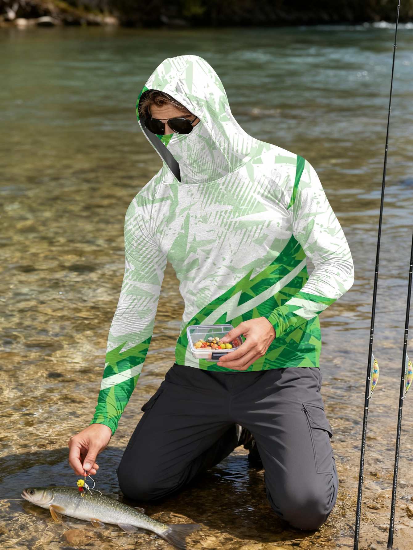 Men's Fishing Hooded Long-Slee - Fishing Hoodie 评论和价格