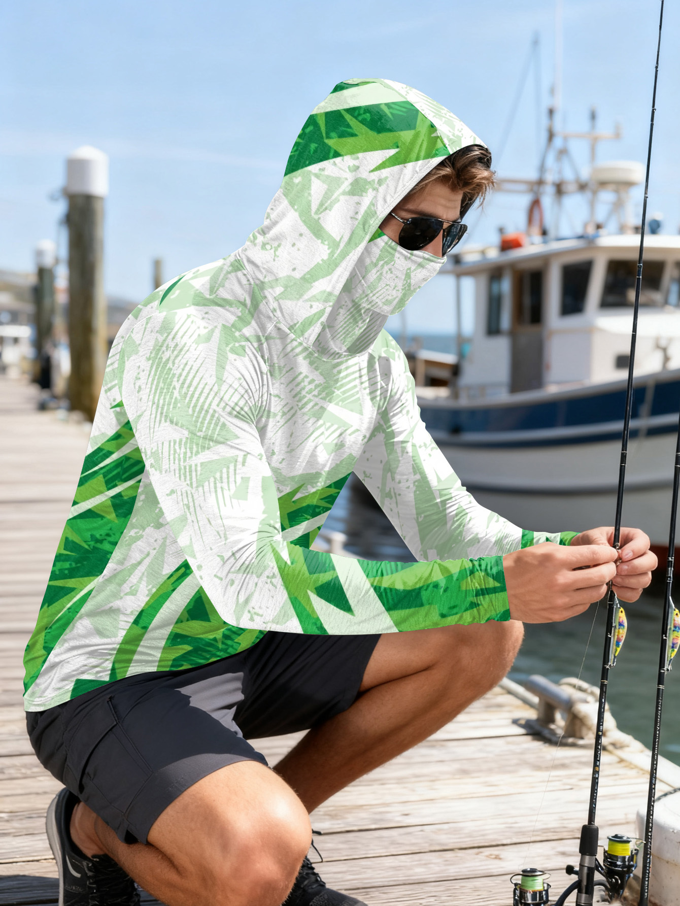 Men's Fishing Hooded Long-Slee - Fishing Hoodie 评论和价格