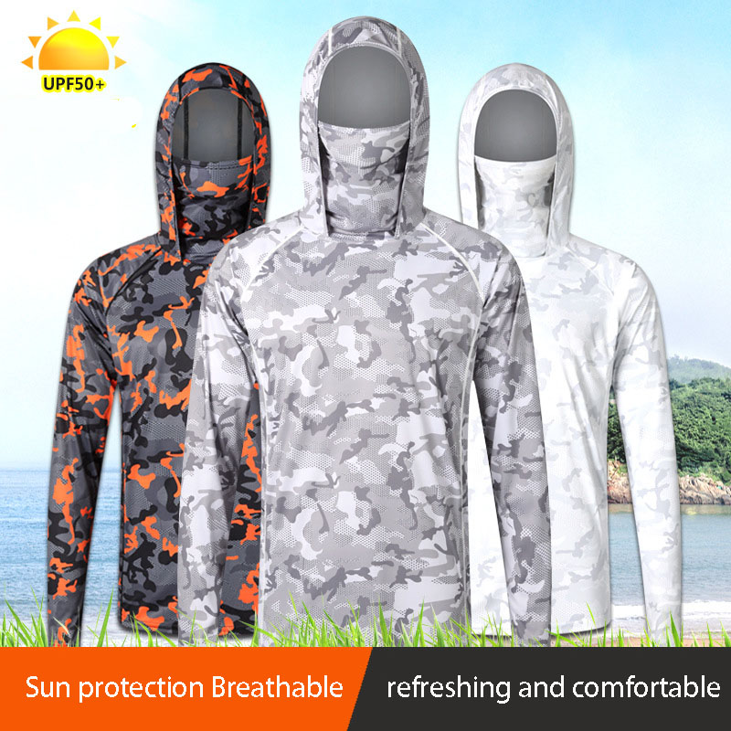 Camouflage Fishing T-shirt wit - Fishing Shirt Uv Protection 评论和价格