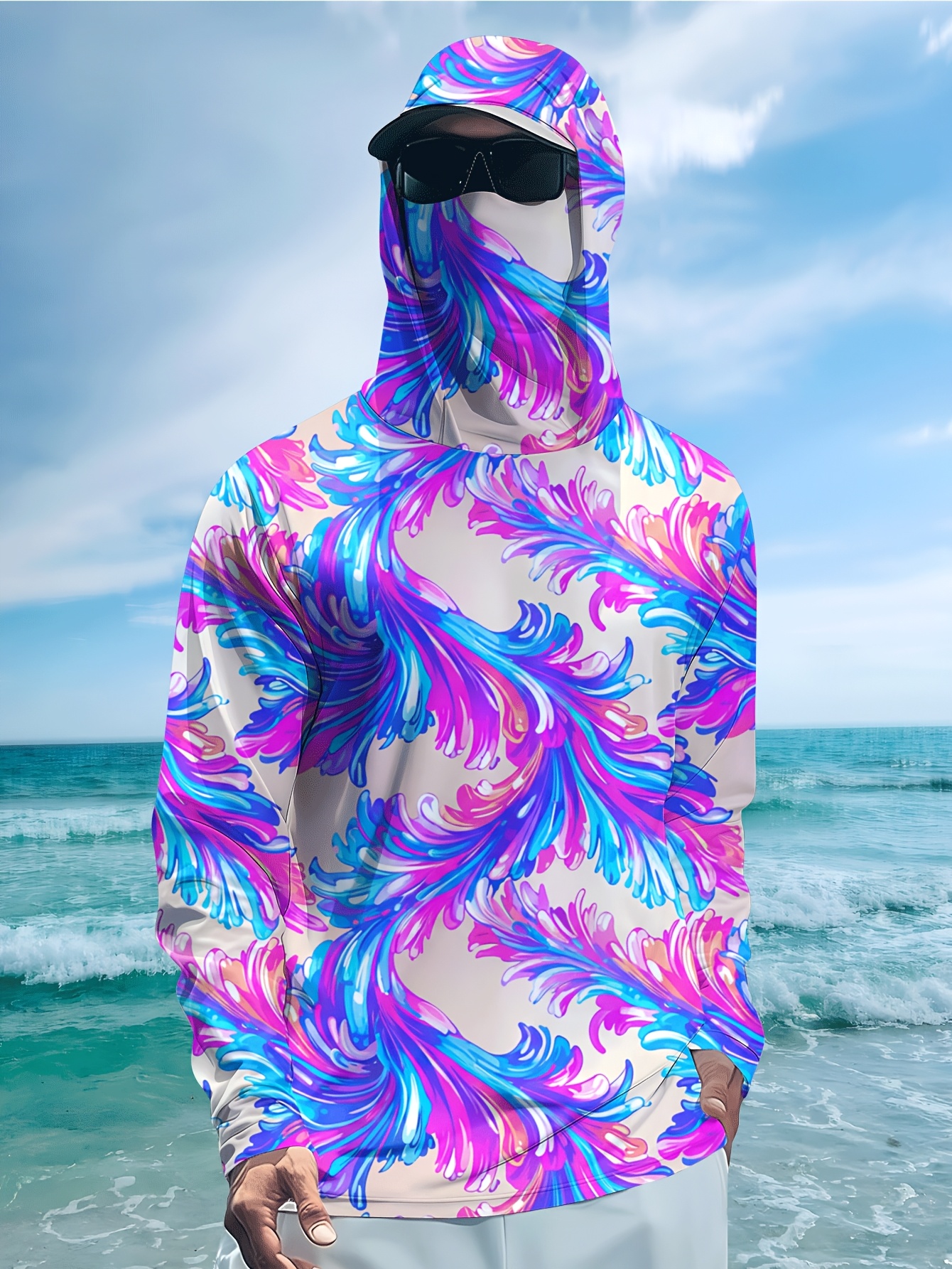 Men Hood Fishing Shirt long sl - Fishing Shirt Uv Protection 评论和价格