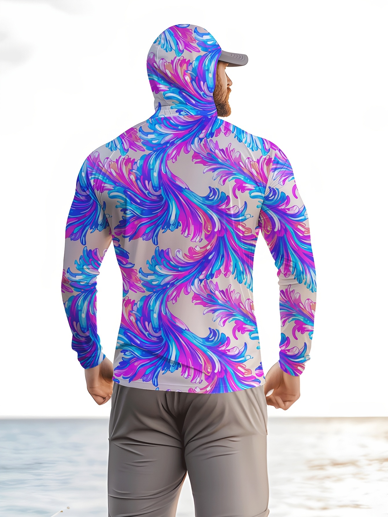Men Hood Fishing Shirt long sl - Fishing Shirt Uv Protection 评论和价格