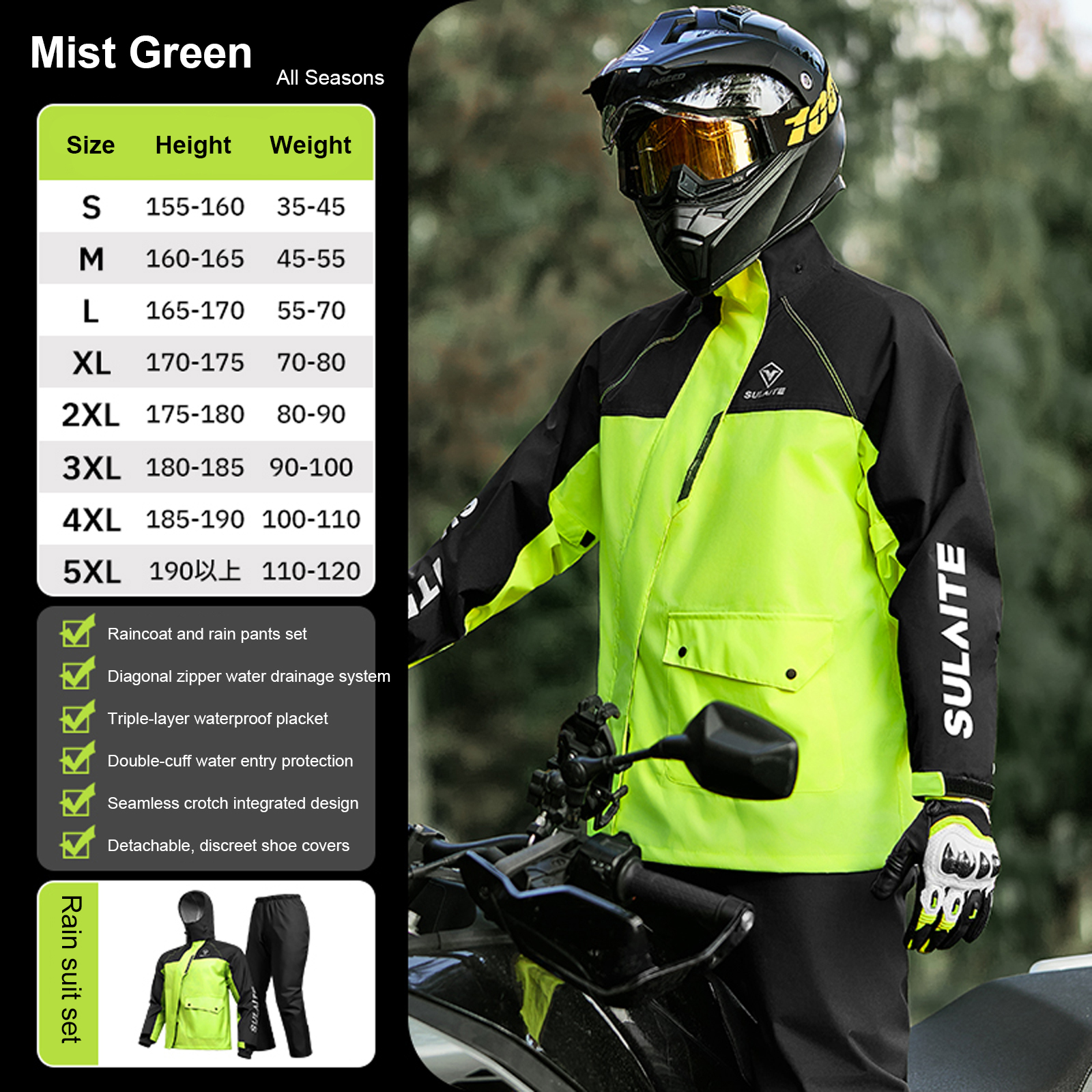Motorcycle Rain Suit for Men & - Fishing Rain Suit 评论和价格