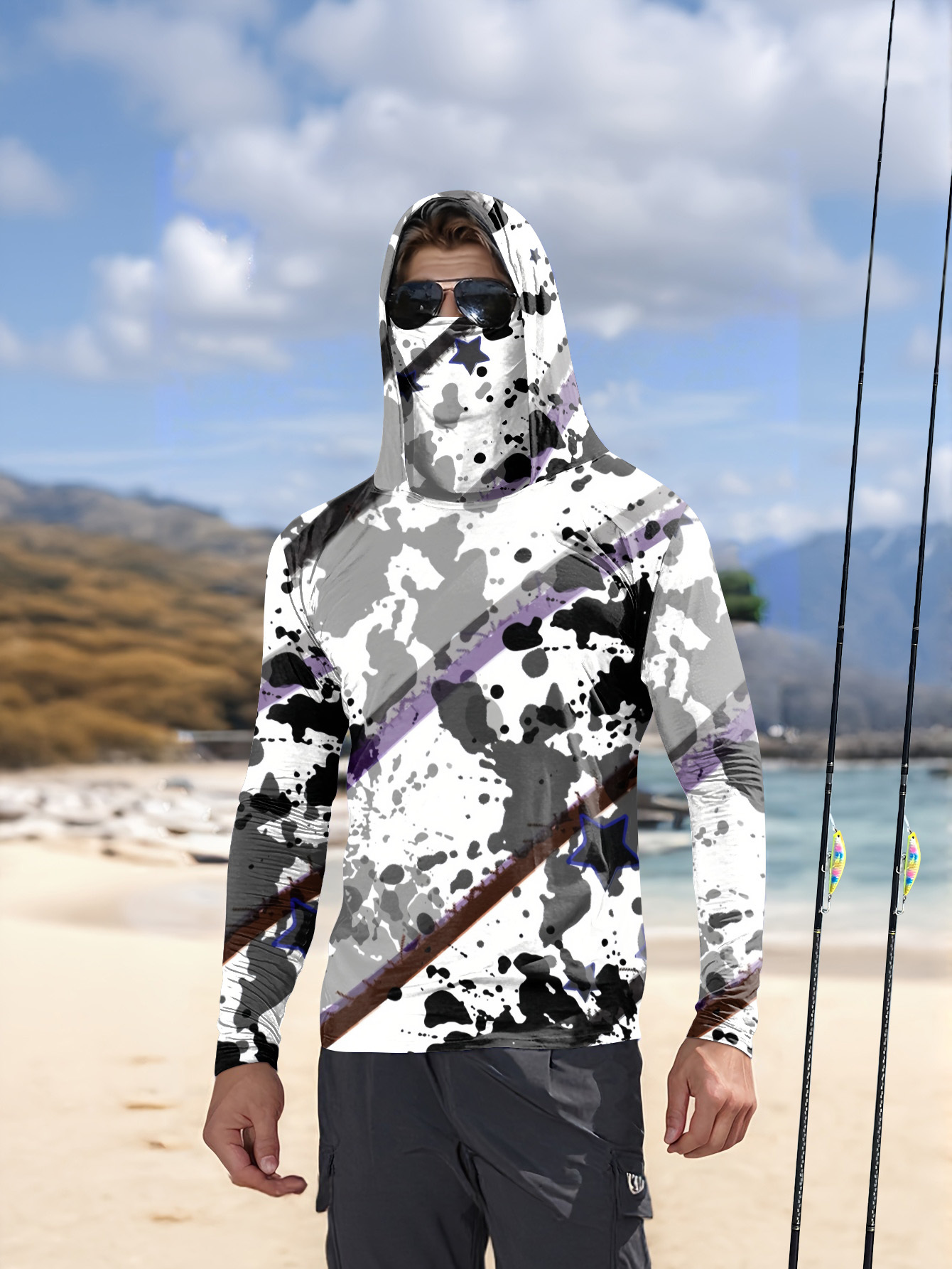 Men Hood Fishing Shirt long sl - Fishing Hoodie 评论和价格