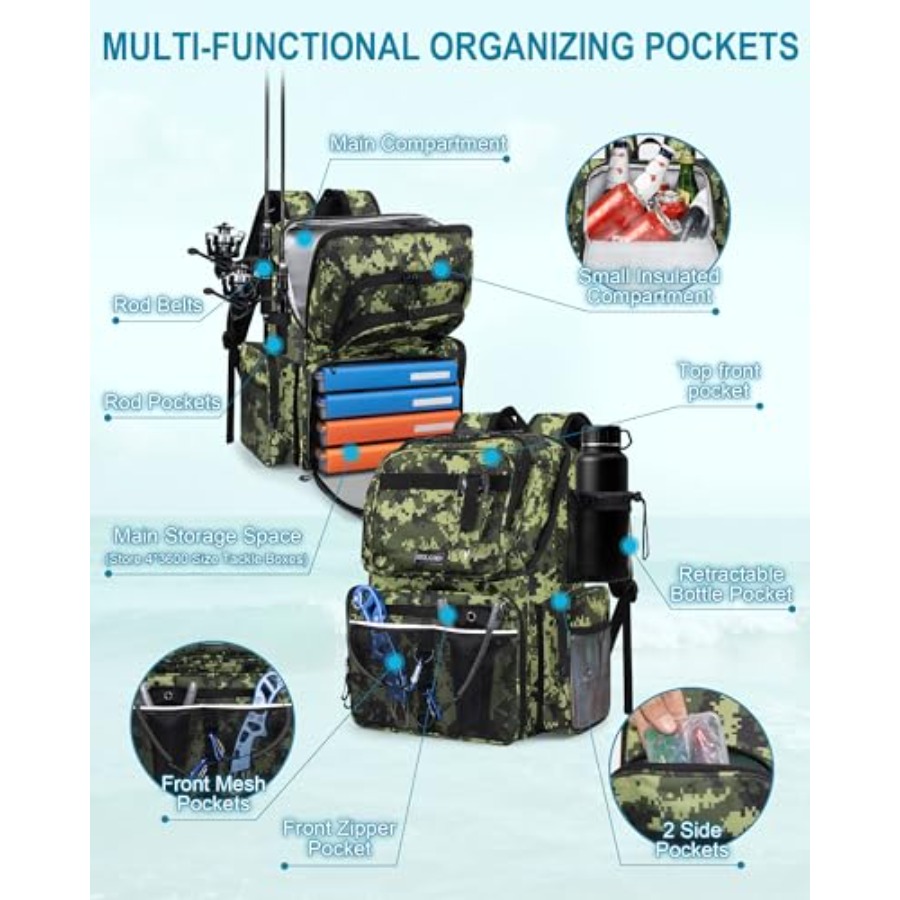 Fishing Backpack with Rod Hold - Fishing Backpack 评论和价格