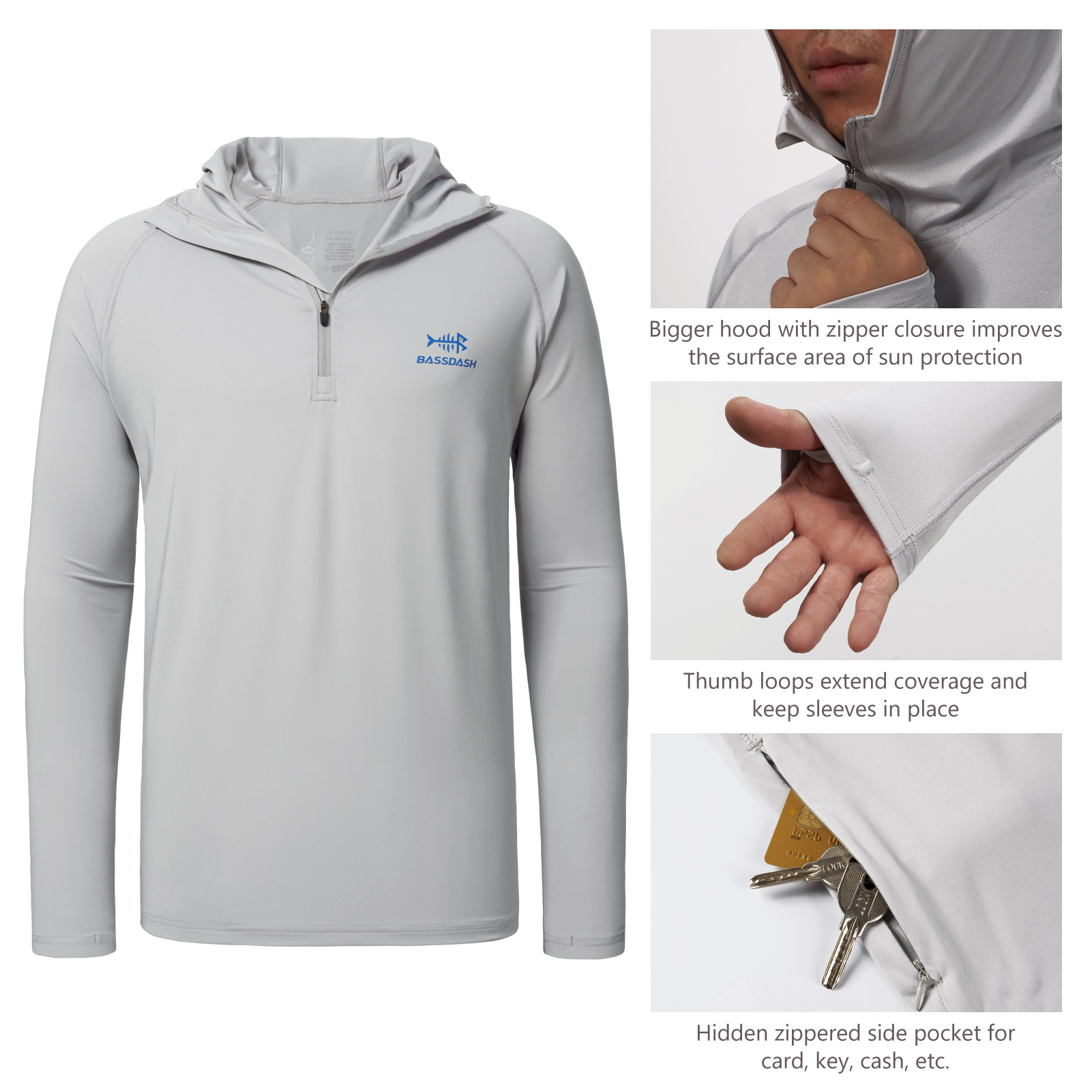Bassdash Men’s UPF 50+ 1/4 Zip - Fishing Shirt Uv Protection 评论和价格